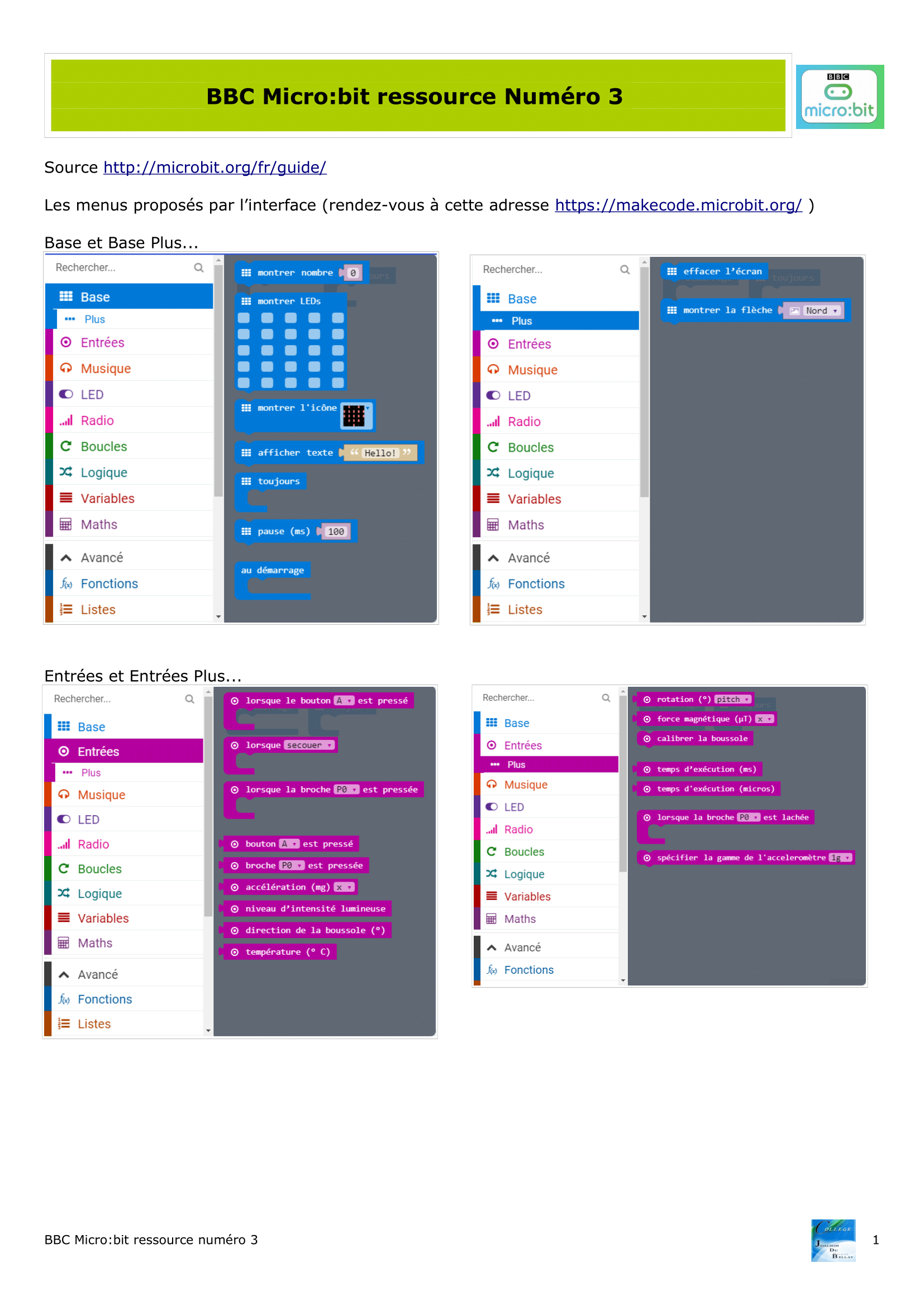 Ressource microbit